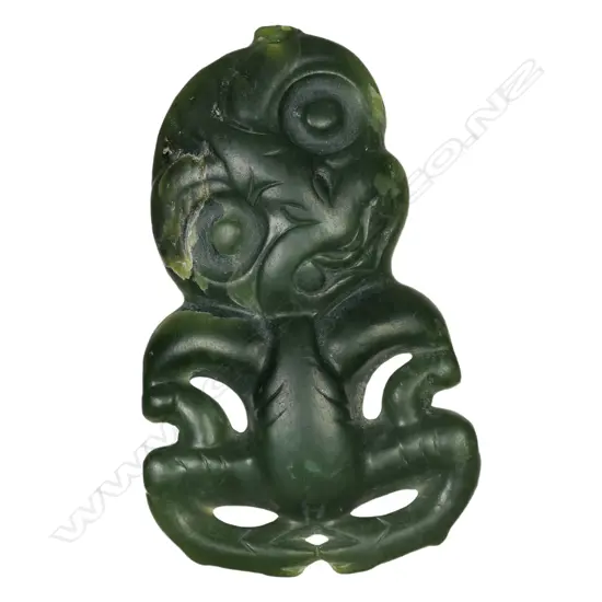 A pre-European Māori carved pounamu hei-tiki,